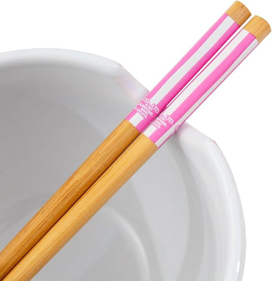 Hello Kitty Tokyo Pink Stripes Ramen Bowl with Chopsticks