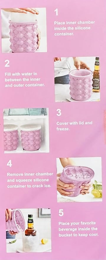 SILICONE ICE BUCKET (PINK), SMALL