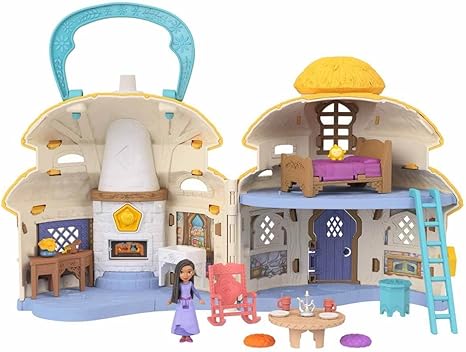 Wish Mini Doll & Dollhouse Playset, Asha of Rosas Cottage with Micro Doll, Star Figure & 15+ Furniture & Accessories, Travel Toys