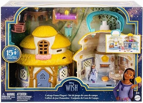 Wish Mini Doll & Dollhouse Playset, Asha of Rosas Cottage with Micro Doll, Star Figure & 15+ Furniture & Accessories, Travel Toys